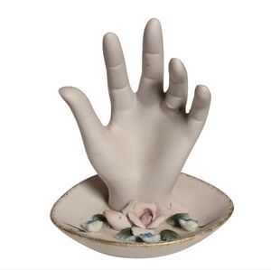 Kelvins vintage mid-century pink bisque ring holder 4"